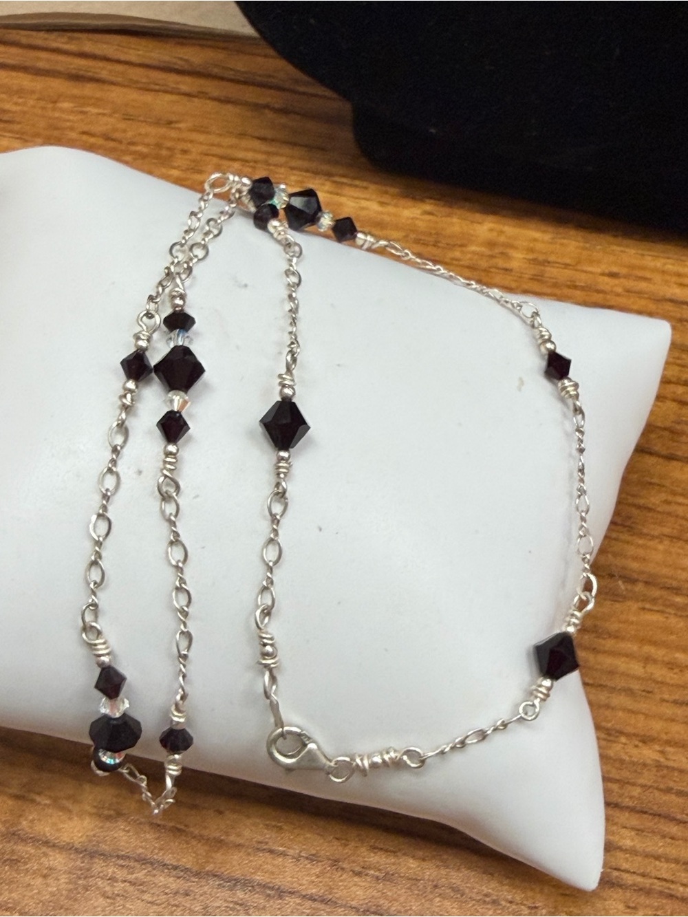 Sterling Silver Ruby Crystal Station Necklace - Brand